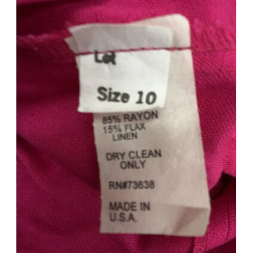 Vtg Ellen Figg Skirt 10 Pink Pleated‎ A Line Linen Blend Career Work Preppy USA